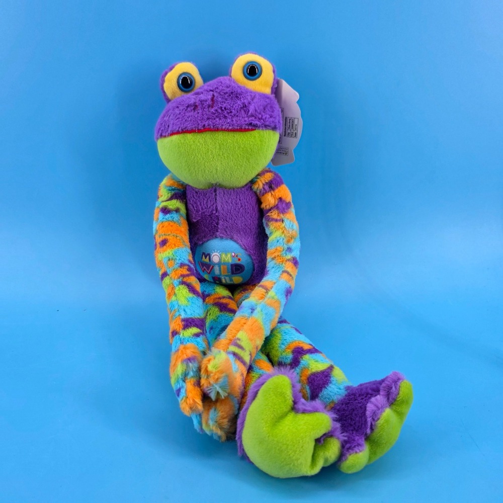 Toadally Funky Frogz Mom's Wild Child Tie Dye Plush Frog Purple Green 17 inch